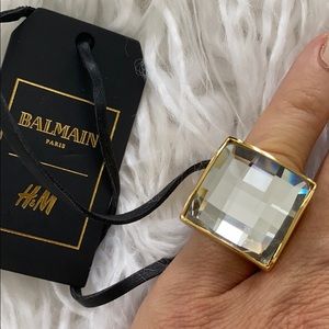 Balmain and H&M collab new gold/crystal ring NWT!